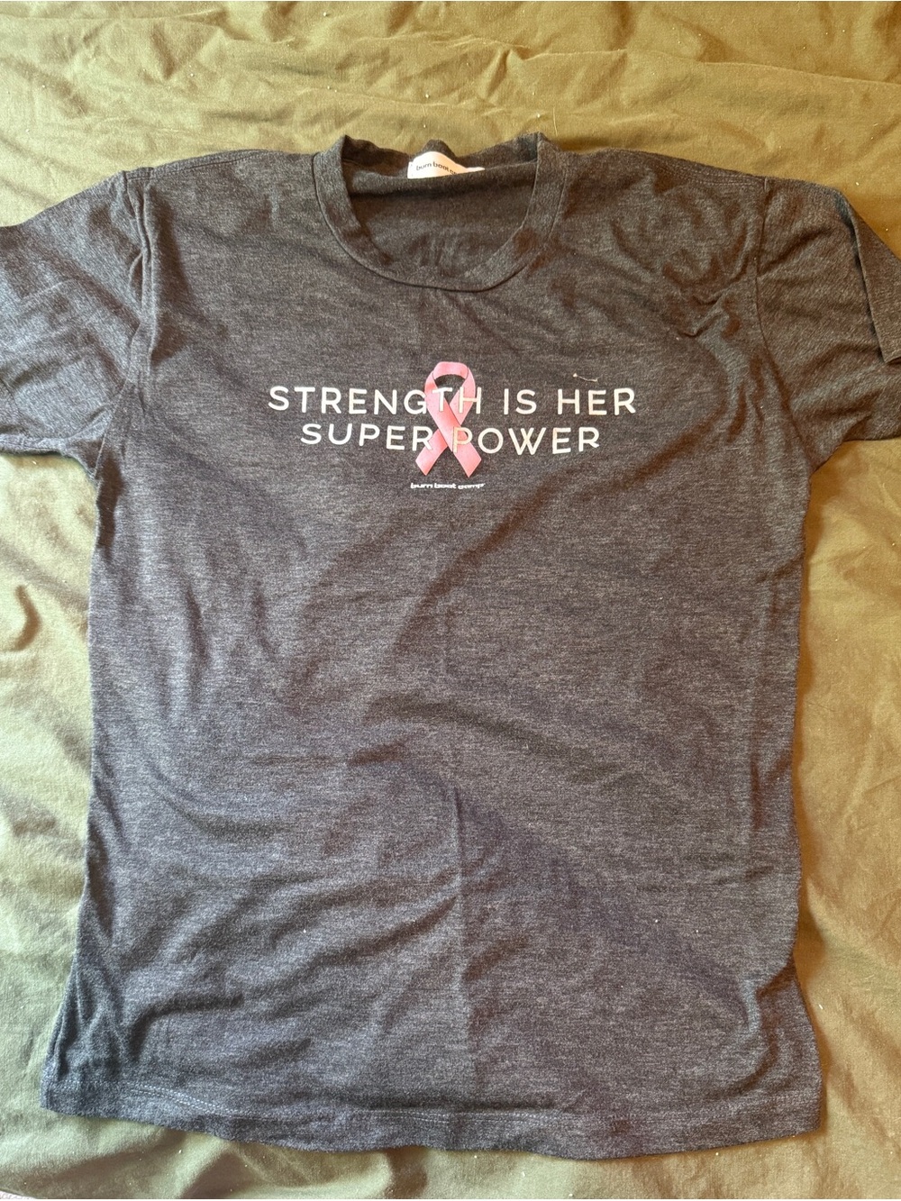 Women's Charcoal 'Strength Is Her Super Power' Graphic Tee Burn Boot Camp